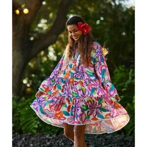 KENNY FLOWERS Kona Dress Medium Colorful Tropical Bali Resort Beach Floral
